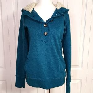 Maurices Hoodie with 4 buttons. Medium. Greenish blue.